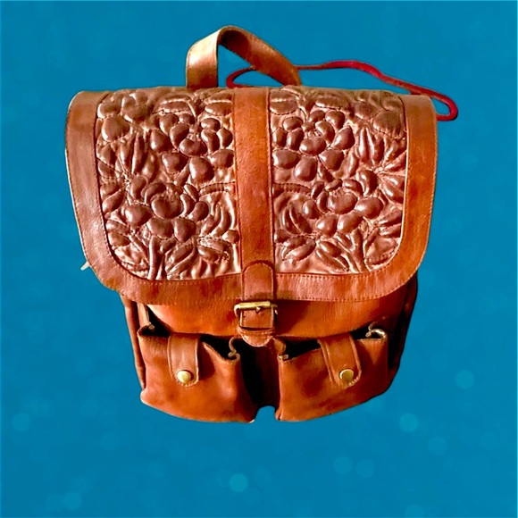 NWOT! ANABABLISH TOOLED LEATHER BACKPACK - Picture 2 of 11